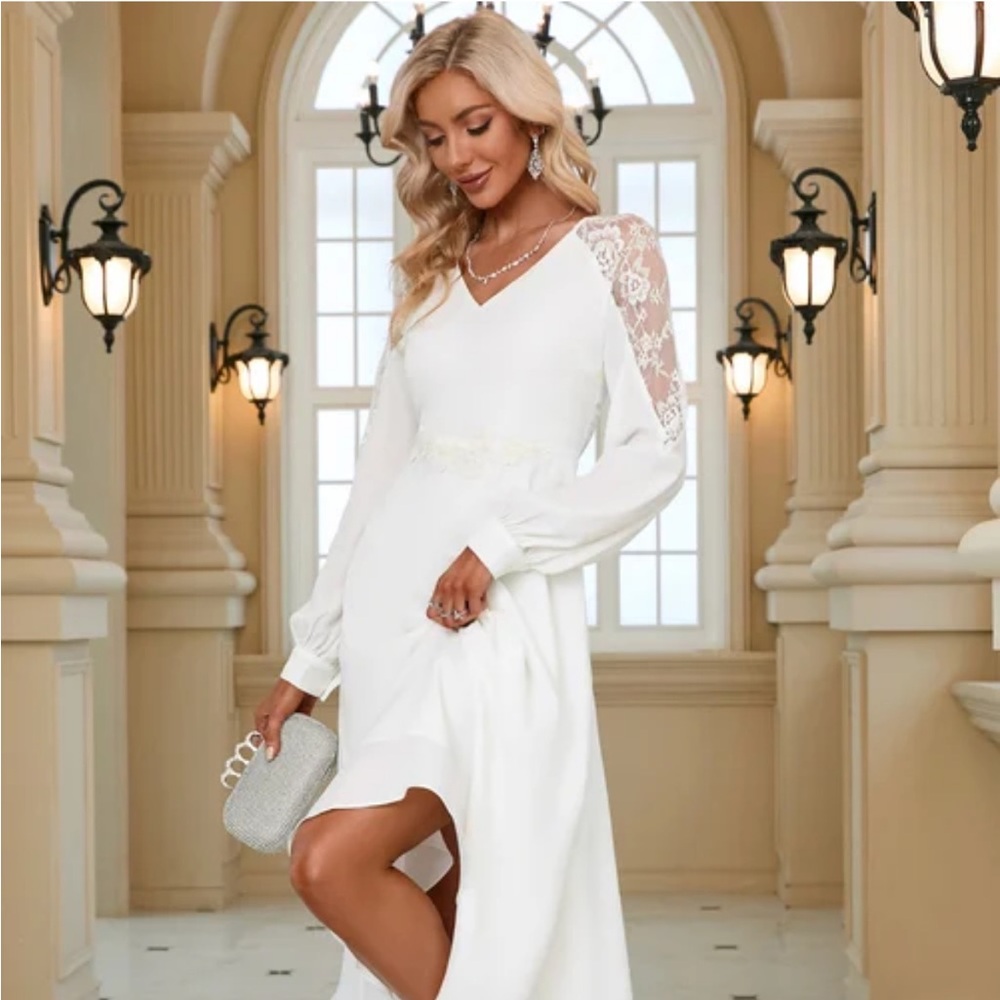 JJs house white bridal dress, size large, worn once